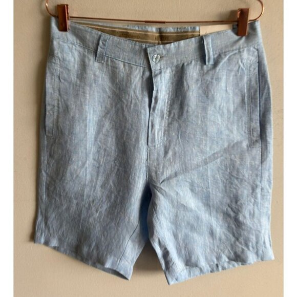 BOHIO Mens Linen Shorts Light Blue Casual Summer Waist Size 32 Inseam 9” - Picture 1 of 10